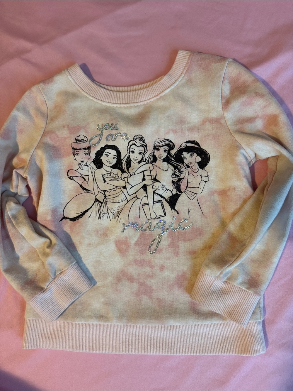 Disney Jumping Beans Girls Crewneck Sweatshirt - Pink & Cream